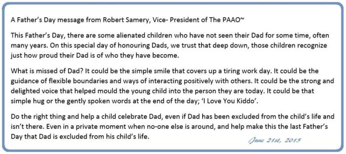 Father's Day Message from PAAO - 6-2015